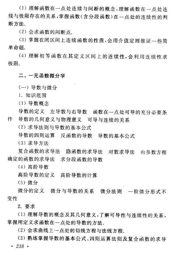 云南成考专升本数学（一）复习大纲