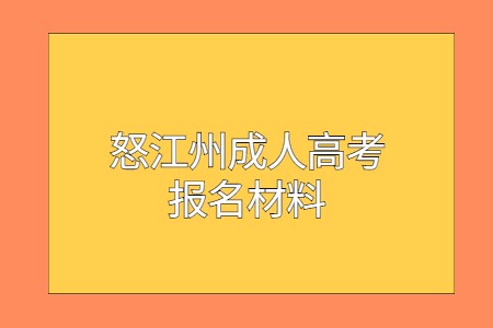 怒江州成人高考报名材料